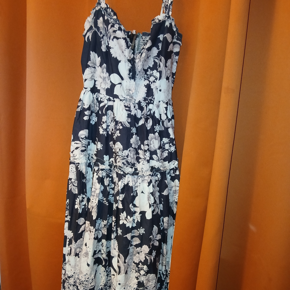 Anthropologie Monochrome Floral Midi Dress